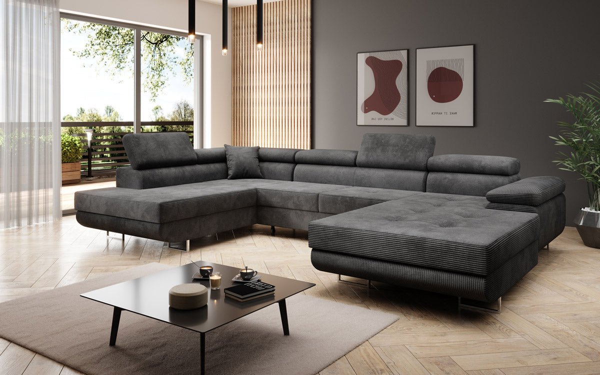 Designer Sofa Lago mit Schlaf - und Klappfunktion in Cord