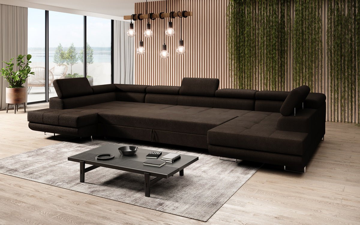 Designer Sofa Taormina mit Schlaf- und Klappfunktion in Bouclé