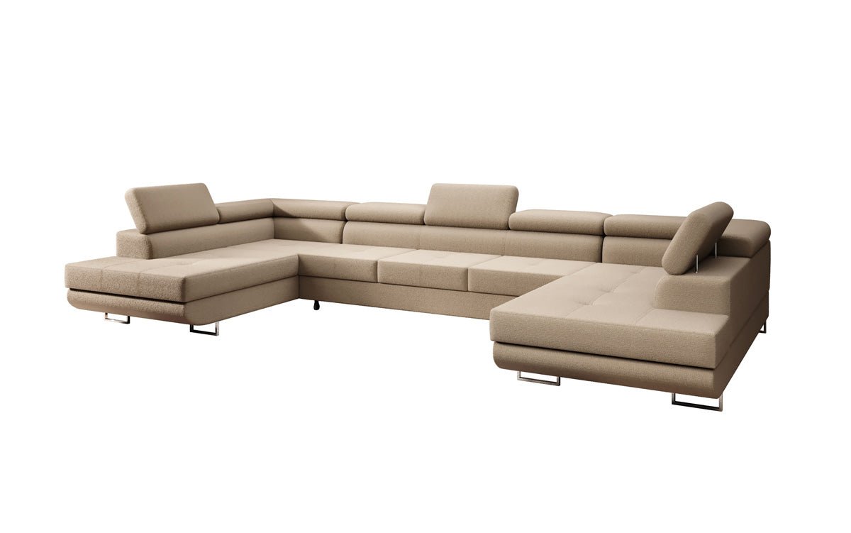 Designer Sofa Taormina mit Schlaf- und Klappfunktion in Bouclé