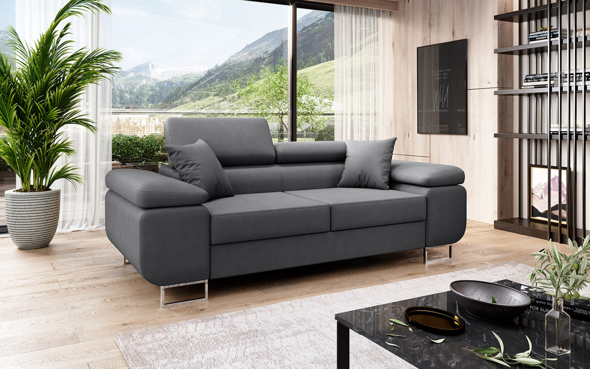 Designer 2er Sofa Triora mit Schlaffunktion in Stoff