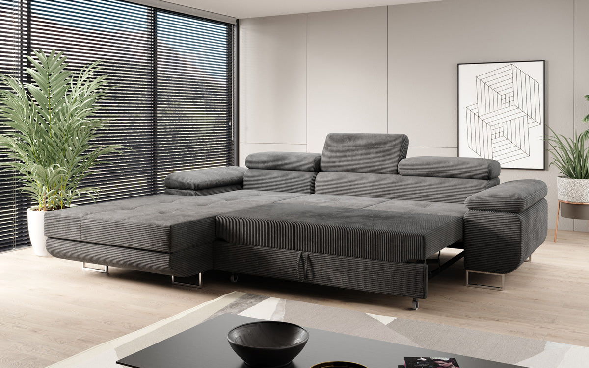 Designer Sofa Calvera mit Schlaf- und Klappfunktion in Cord