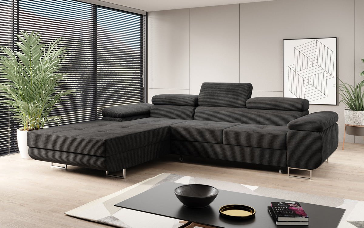 Designer Sofa Calvera mit Schlaf- und Klappfunktion in Cord