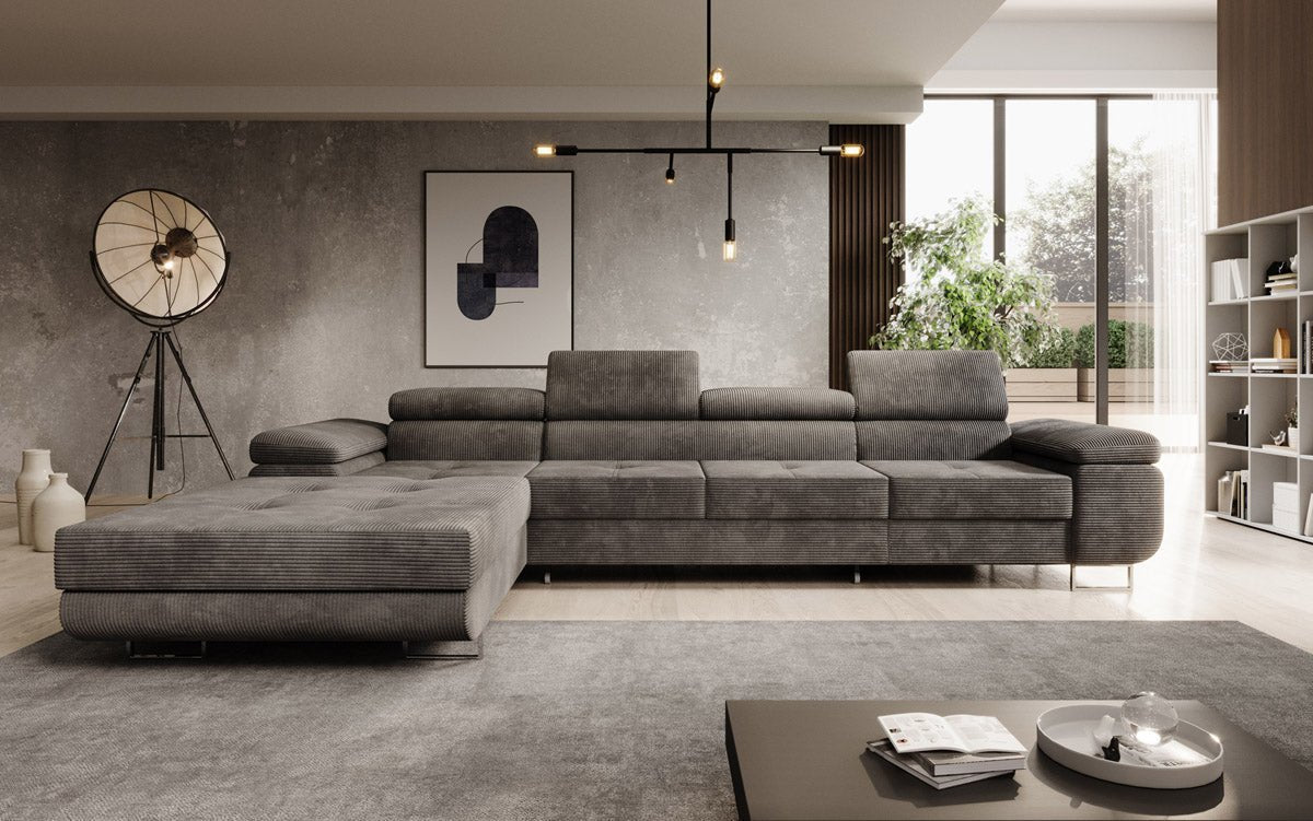 Designer Sofa Calvera Maxi mit Schlaf- und Klappfunktion in Cord