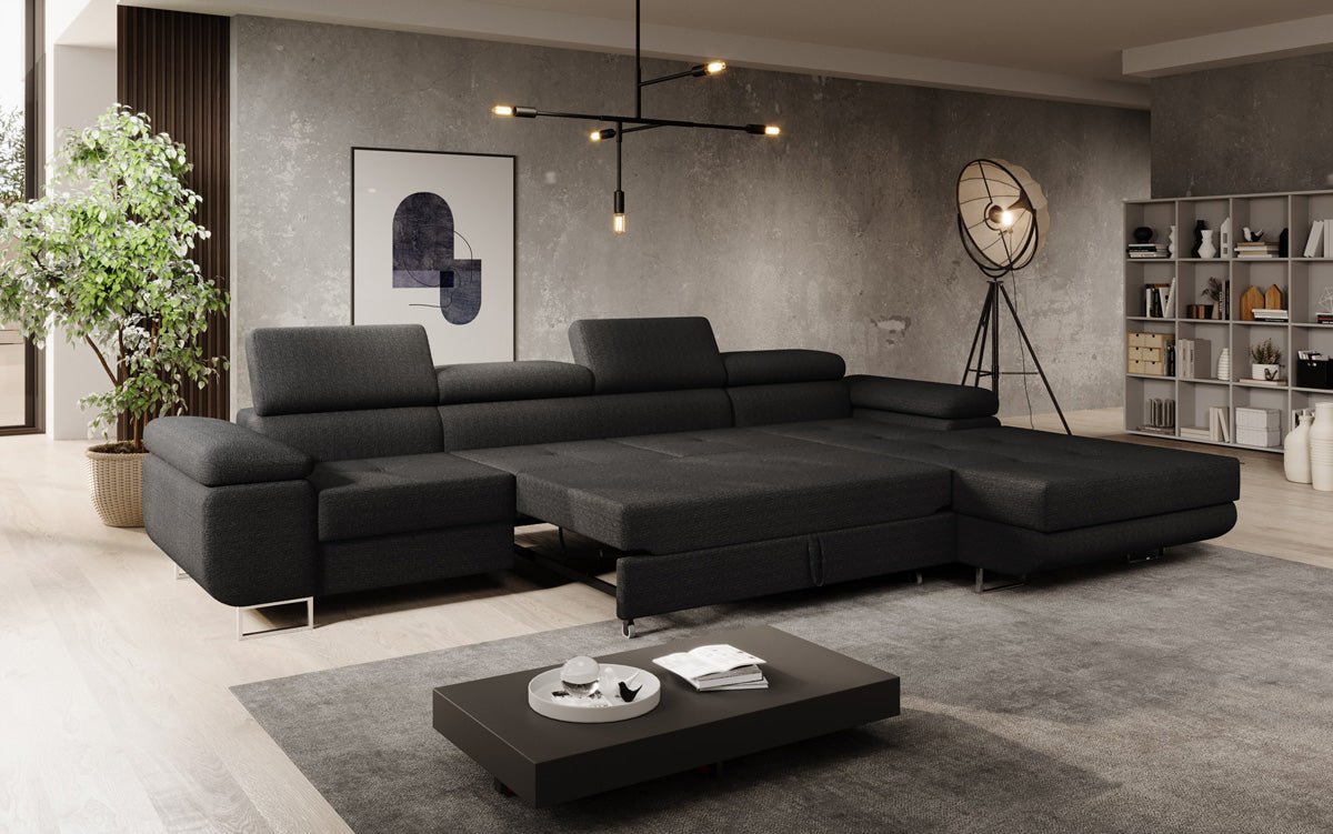 Designer Sofa Calvera Maxi mit Schlaf- und Klappfunktion in Bouclé