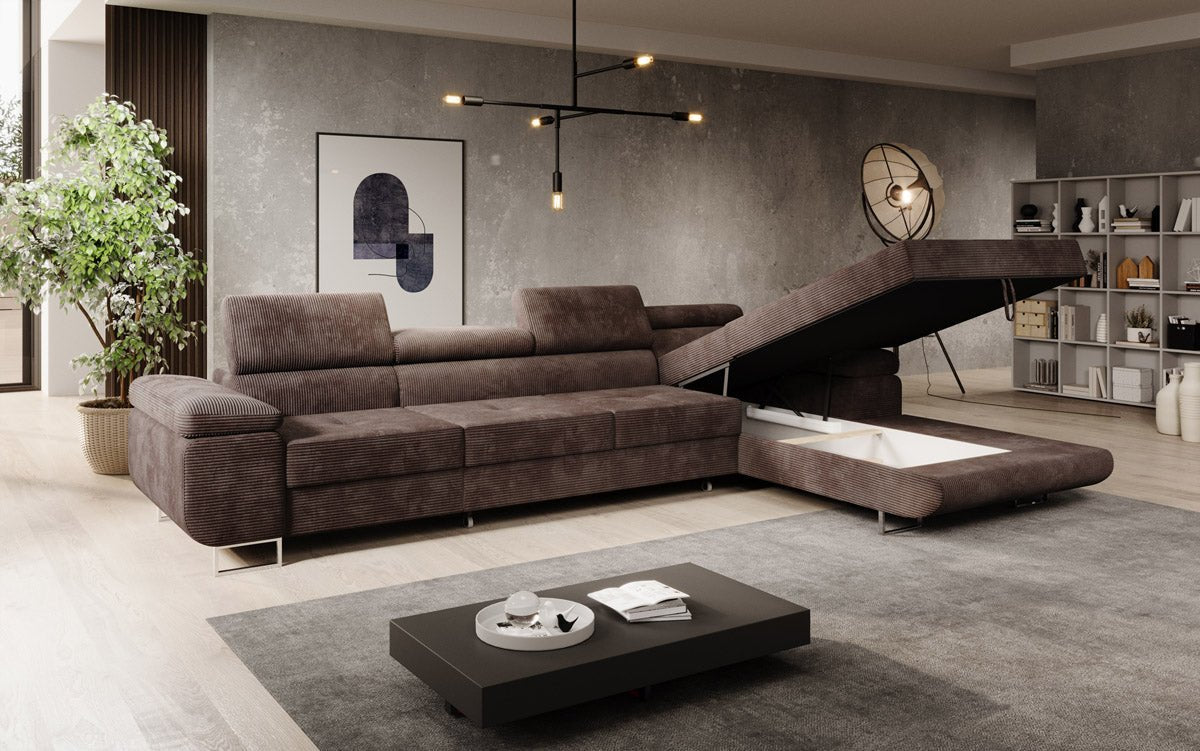 Designer Sofa Calvera Maxi mit Schlaf- und Klappfunktion in Cord