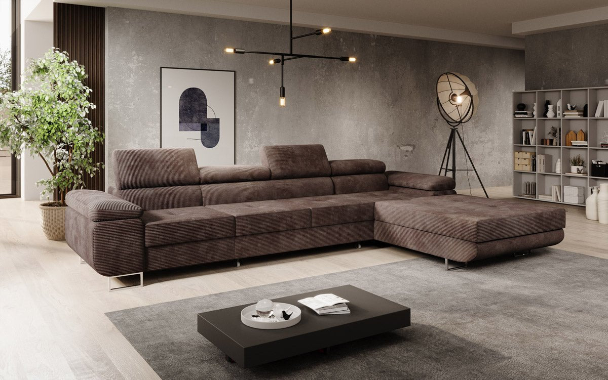 Designer Sofa Calvera Maxi mit Schlaf- und Klappfunktion in Cord