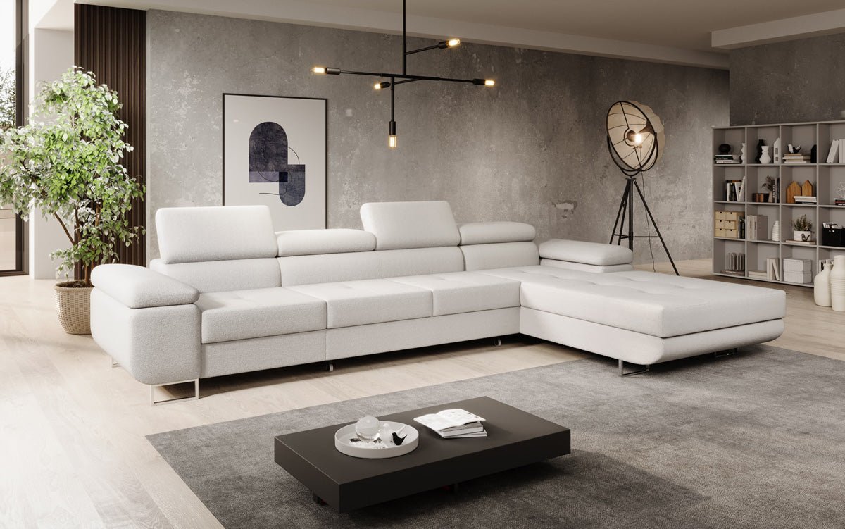 Designer Sofa Calvera Maxi mit Schlaf- und Klappfunktion in Bouclé