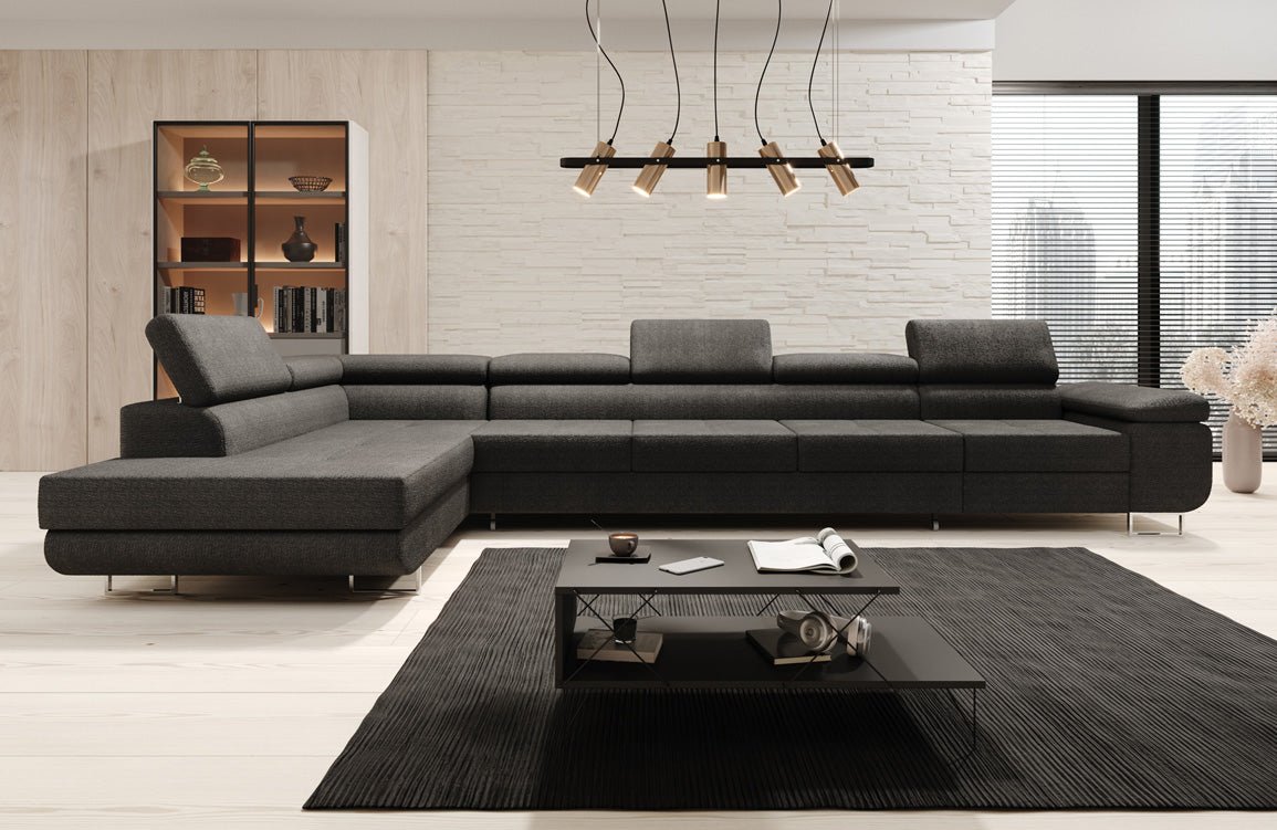 Designer Sofa Maxi mit Schlaf - und Klappfunktion in Bouclé