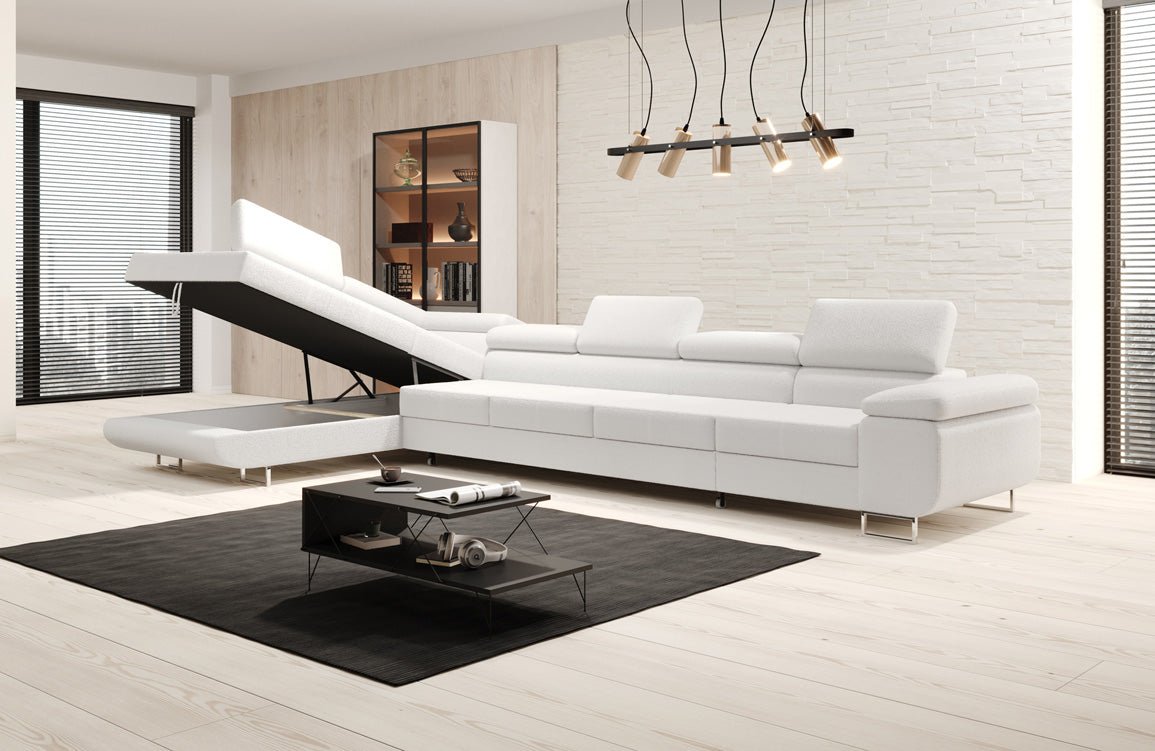 Designer Sofa Maxi mit Schlaf - und Klappfunktion in Bouclé