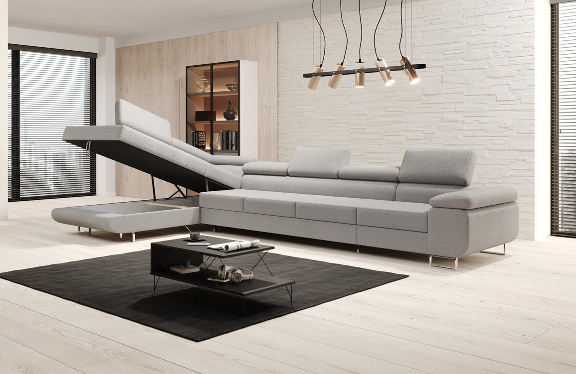 Designer Sofa Maxi mit Schlaf - und Klappfunktion in Bouclé