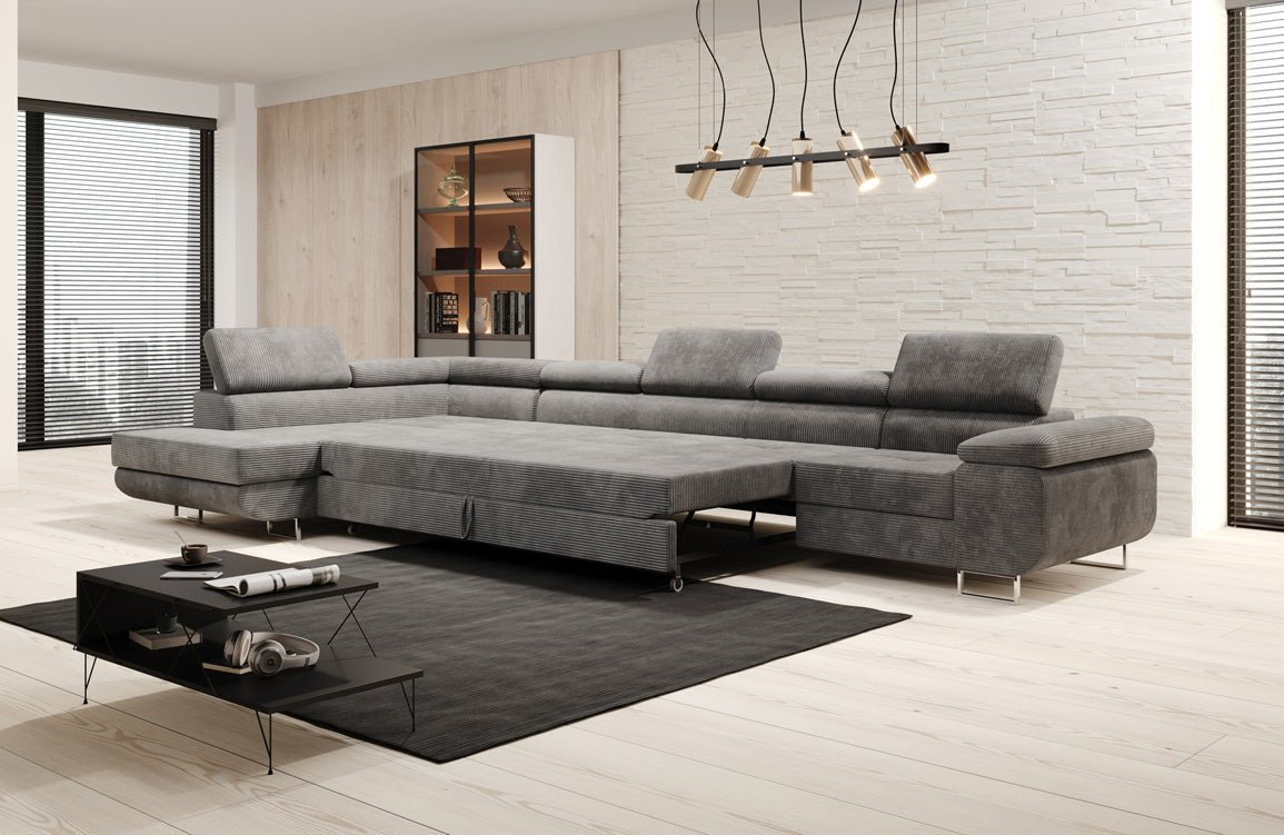 Designer Sofa Maxi mit Schlaf - und Klappfunktion in Cord