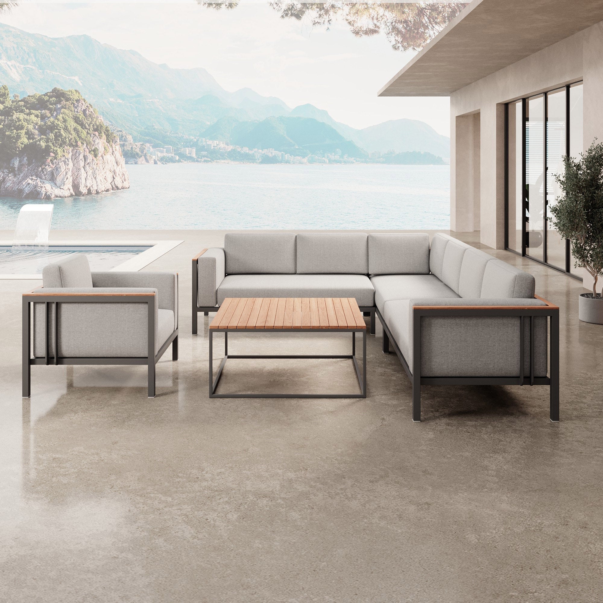 Euphoria – Ecklounge, Loungesessel & Tisch aus Aluminium | Aevora™ Kollektion