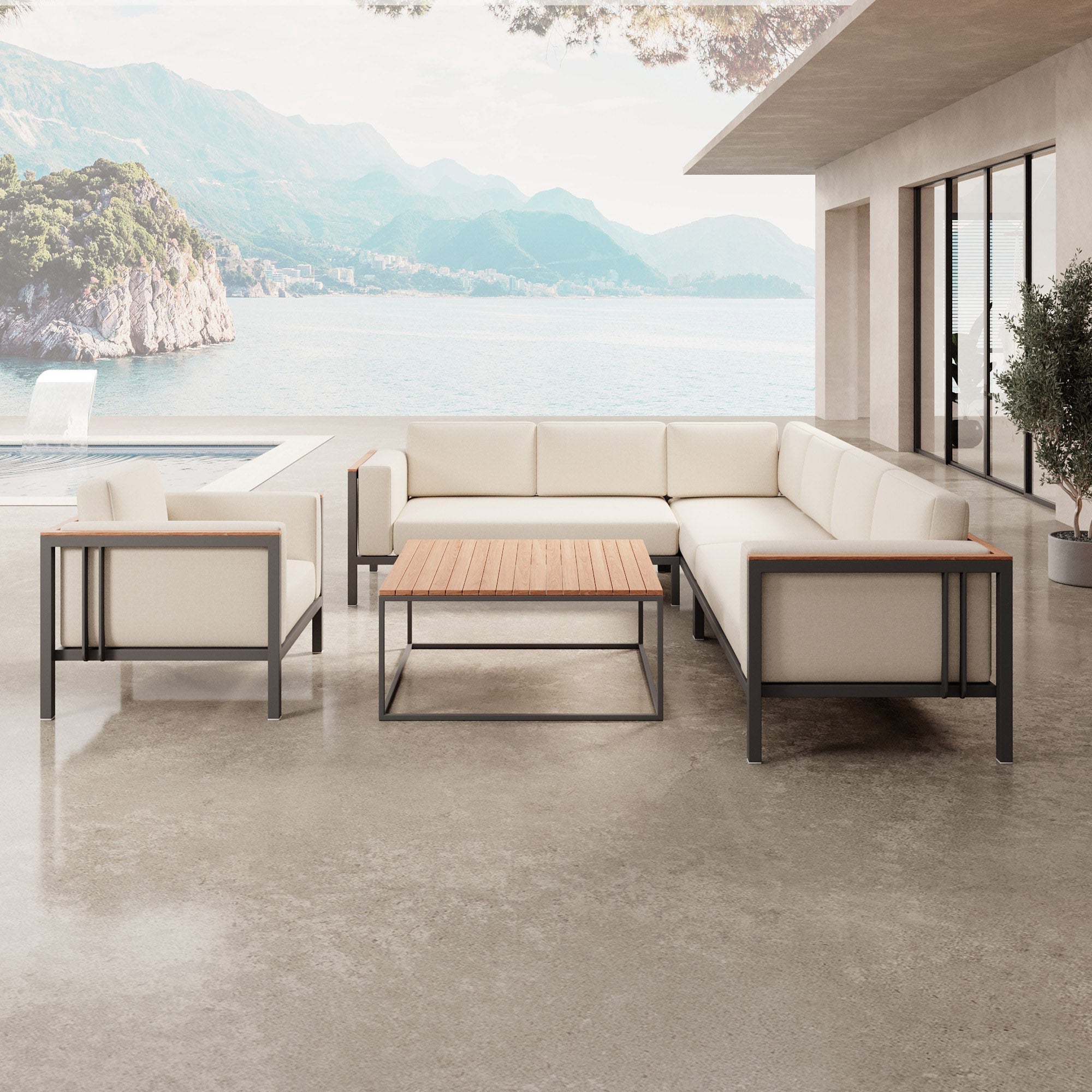 Euphoria – Ecklounge, Loungesessel & Tisch aus Aluminium | Aevora™ Kollektion