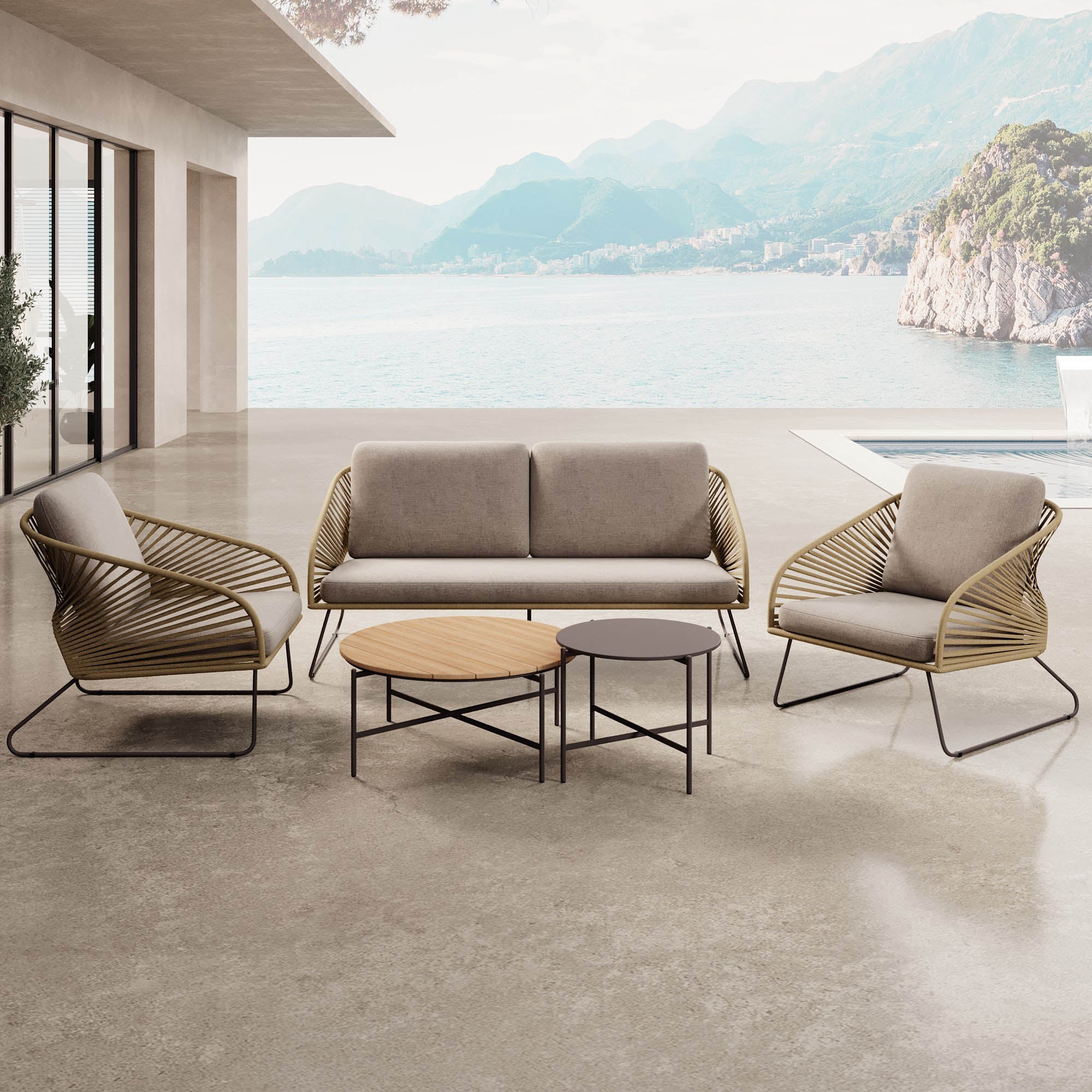 Garten Lounge Set Veleno Beige/Sand - Aluminium Gestell