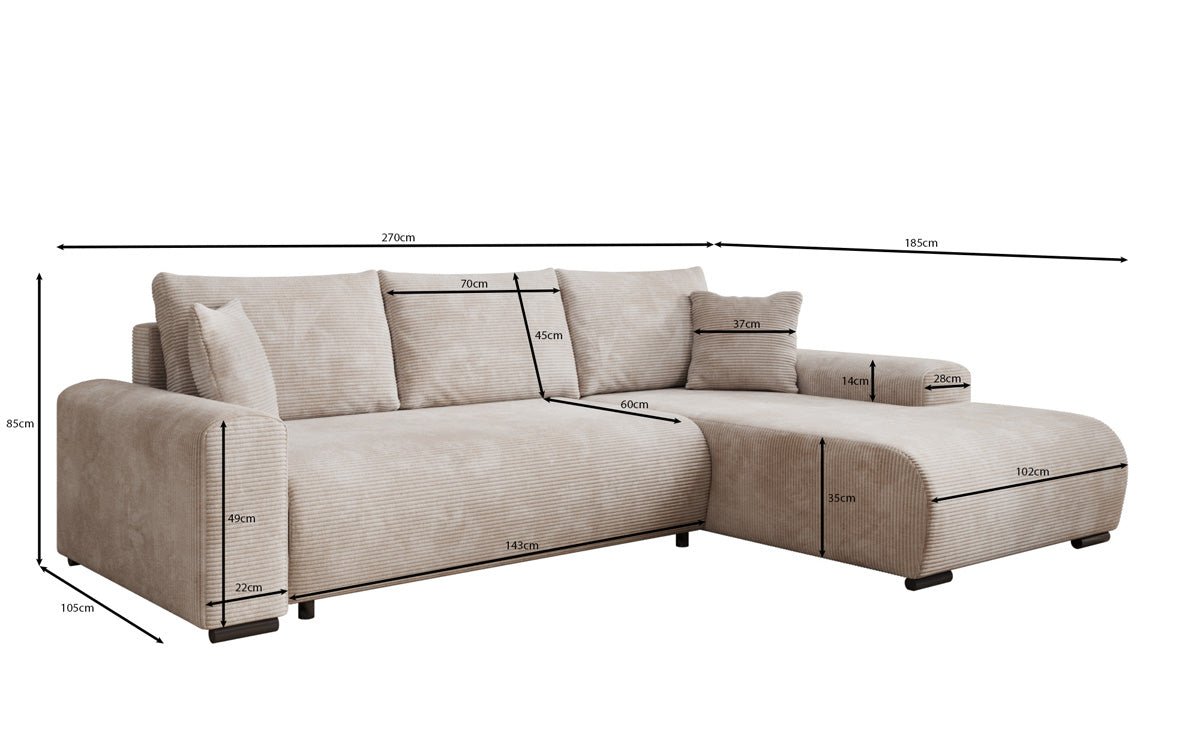Designer Sofa Hanna mit Schlaffunktion und Stauraum