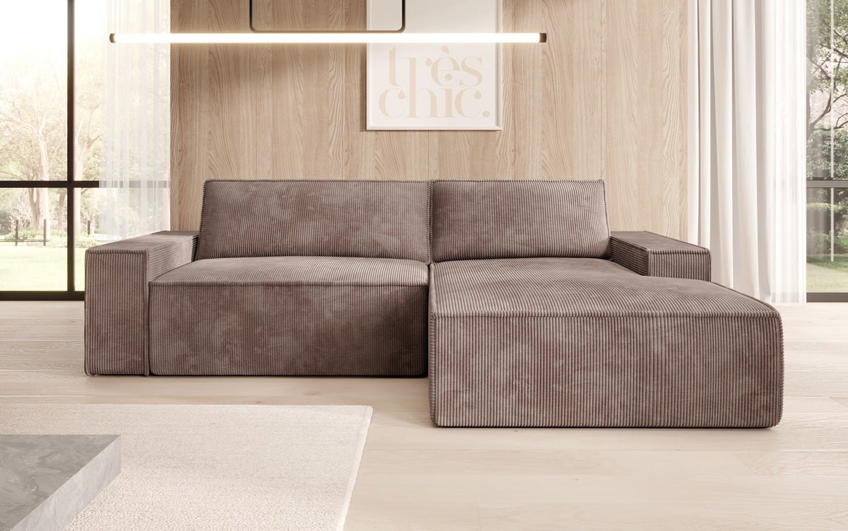 Designer Sofa Corino in Cord mit Schlaf- und Klappfunktion