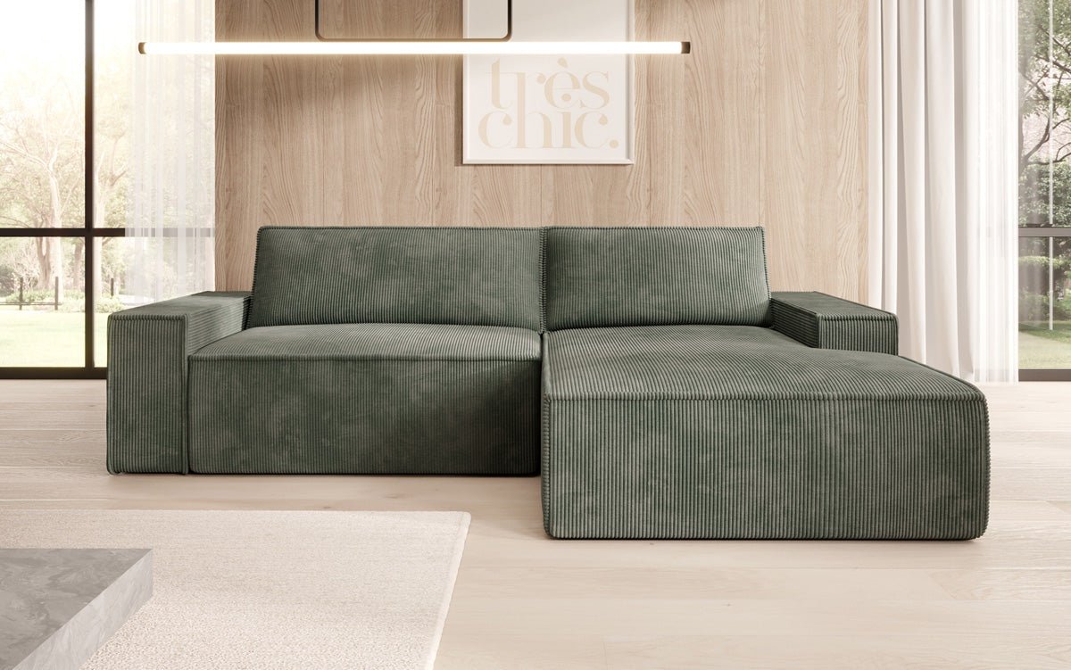 Designer Sofa Corino in Cord mit Schlaf- und Klappfunktion