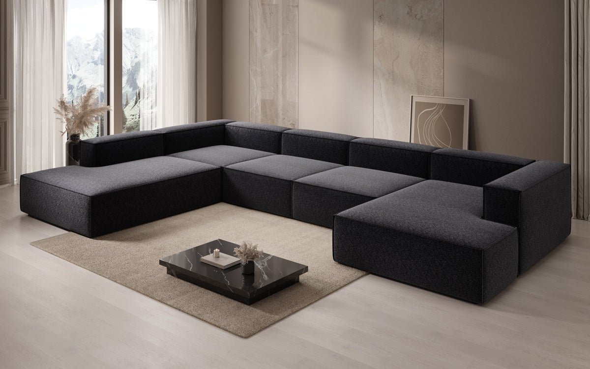 Designer Sofa Lesley U XXL in Strukturstoff