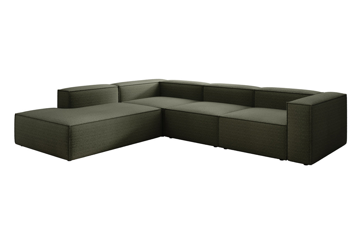 Designer Sofa Lesley L mit langer Ottomane in Bouclé
