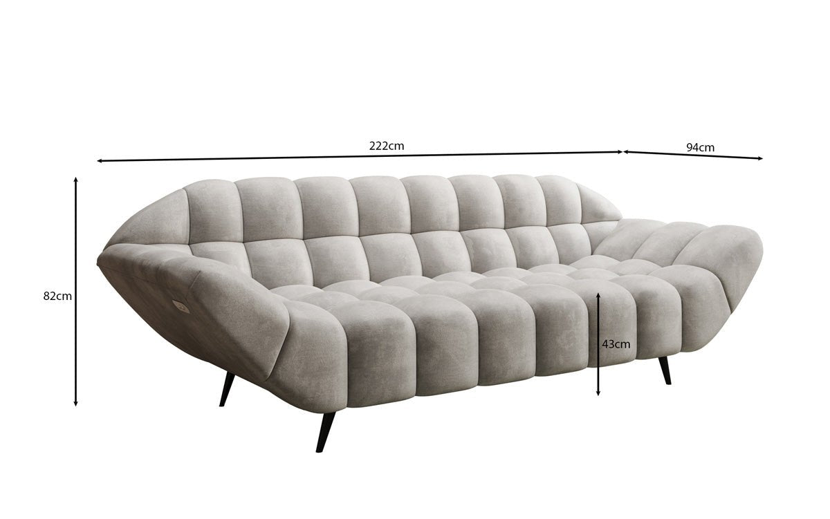 Designer 3 Sitzer Sofa Amora in Samt