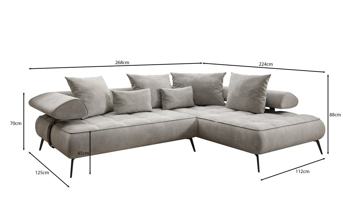 Designer Sofa Sydney L Samt mit elektrischer Schlaffunktion
