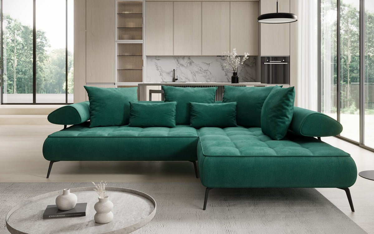 Designer Sofa Sydney L Samt mit elektrischer Schlaffunktion