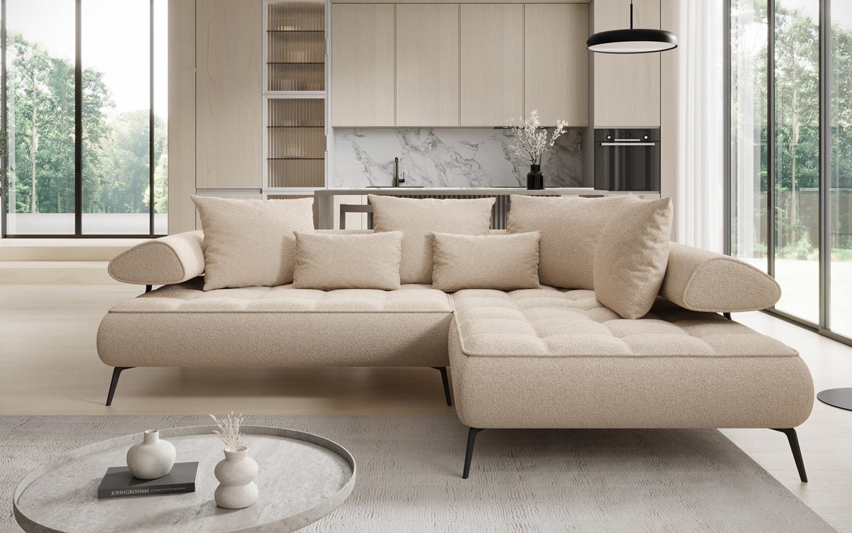 Designer Sofa Sydney L Bouclé mit elektrischer Schlaffunktion