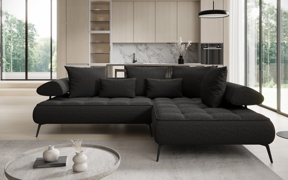 Designer Sofa Sydney L Bouclé mit elektrischer Schlaffunktion