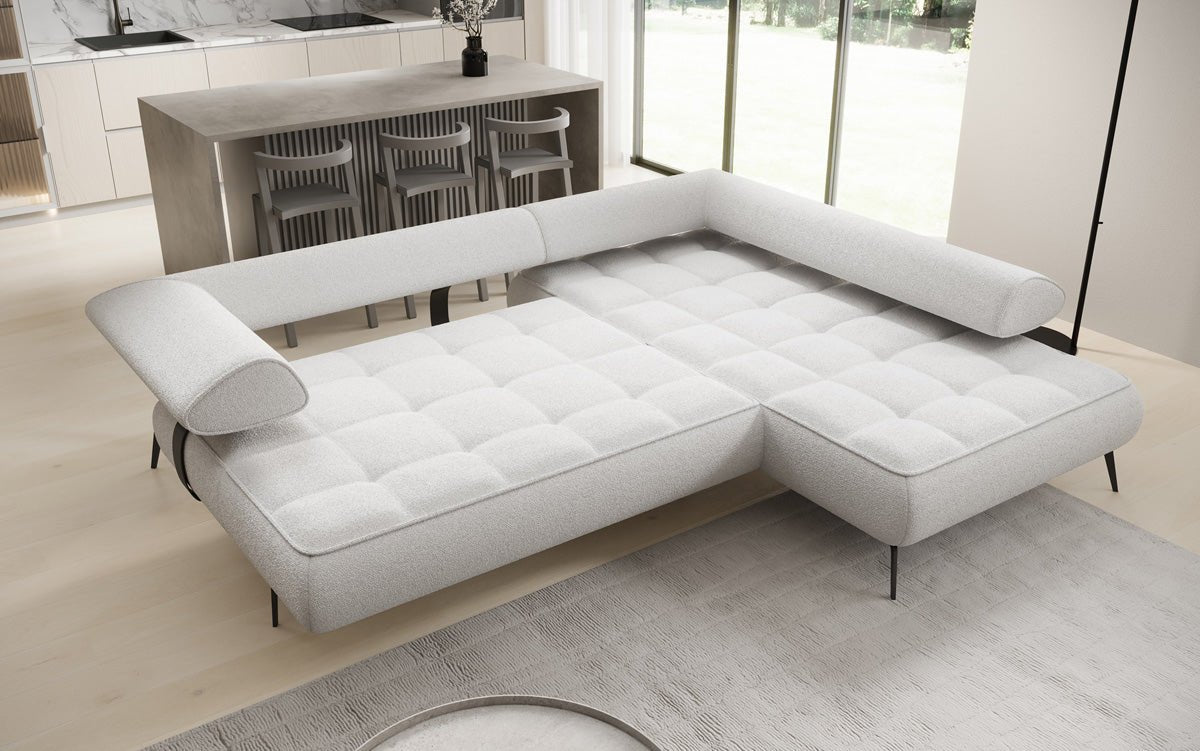 Designer Sofa Sydney L Bouclé mit elektrischer Schlaffunktion