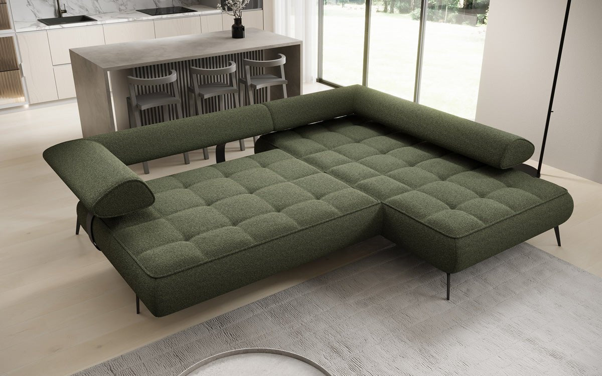 Designer Sofa Sydney L Bouclé mit elektrischer Schlaffunktion