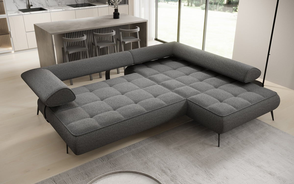 Designer Sofa Sydney L Bouclé mit elektrischer Schlaffunktion