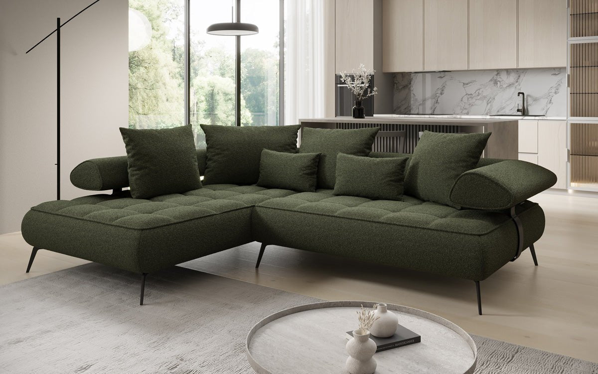 Designer Sofa Sydney L Bouclé mit elektrischer Schlaffunktion