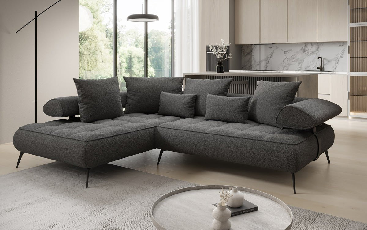 Designer Sofa Sydney L Bouclé mit elektrischer Schlaffunktion