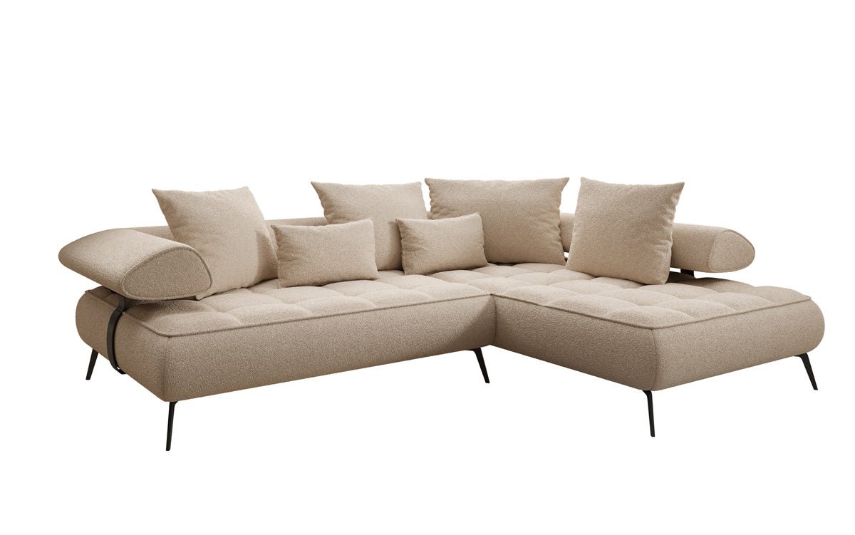 Designer Sofa Sydney L Bouclé mit elektrischer Schlaffunktion
