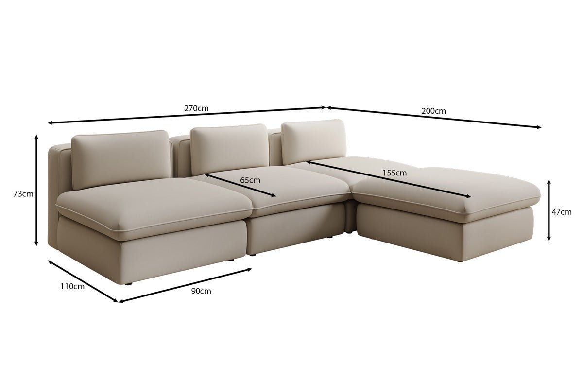Designer L Sofa Cuddle in Stoff