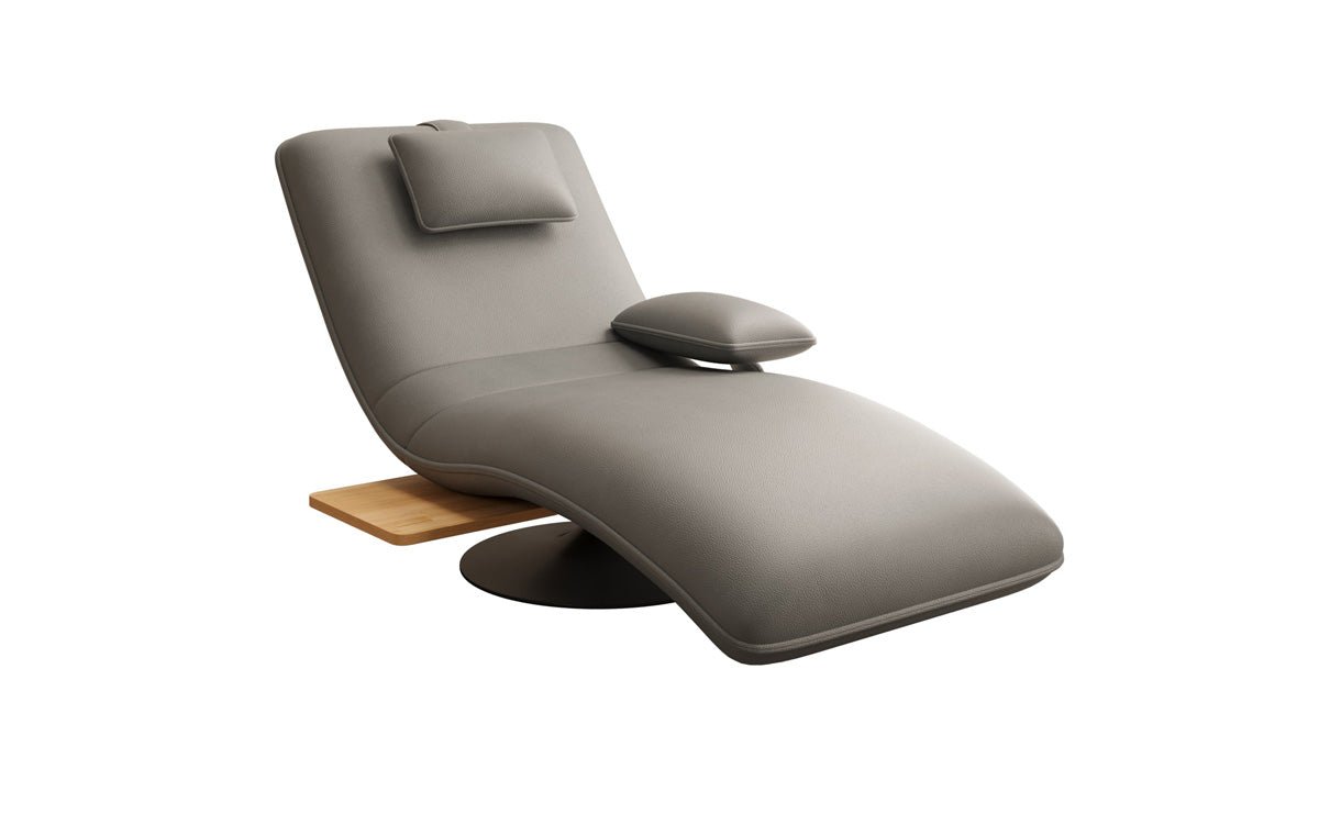 Designer Relax-Liege Velor Echtleder mit Drehfunktion und Beistelltisch