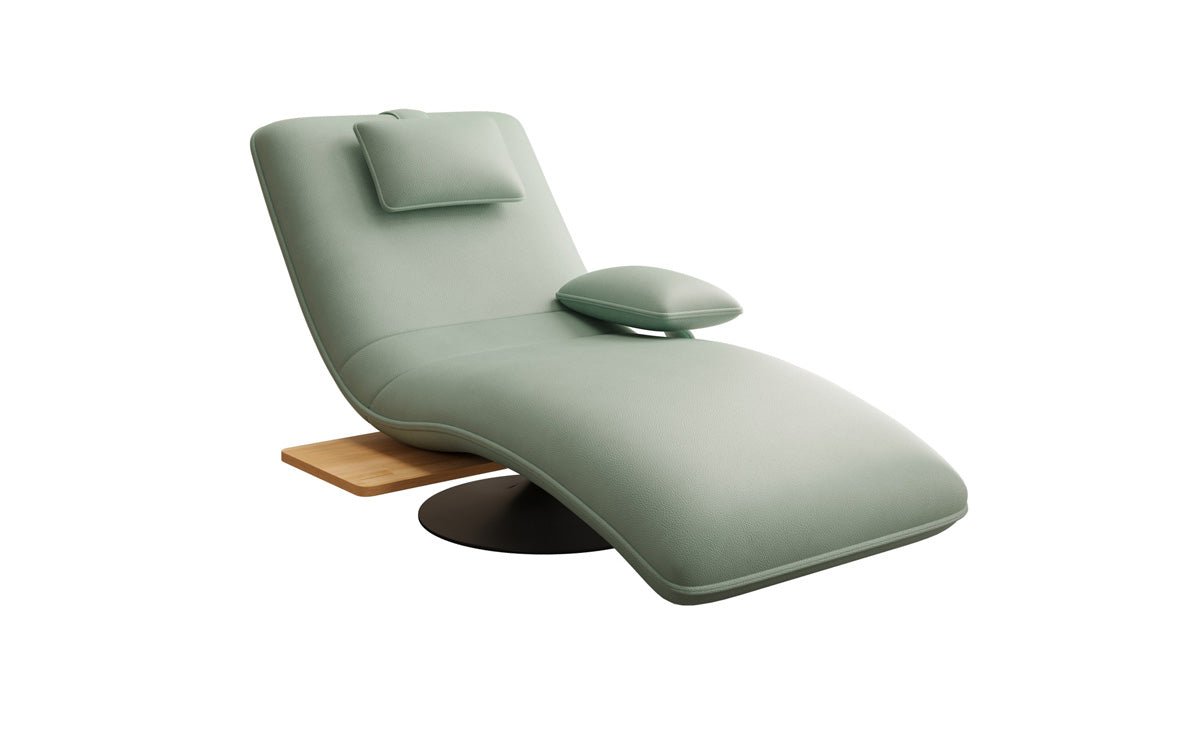 Designer Relax-Liege Velor Echtleder mit Drehfunktion und Beistelltisch