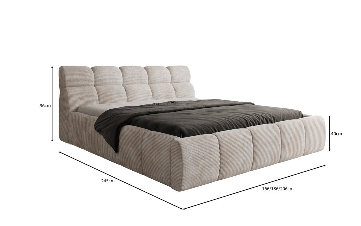 Designer Polsterbett Dallas Cord mit Stauraum