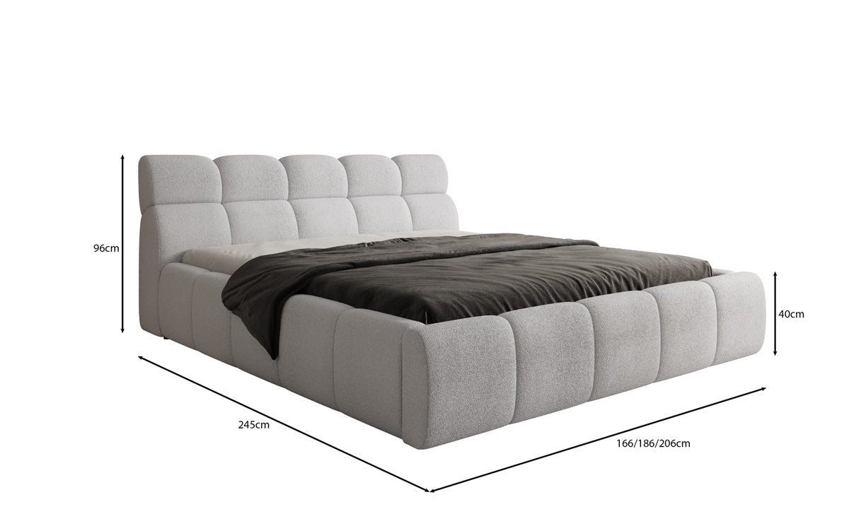 Designer Polsterbett Dallas Bouclé mit Stauraum