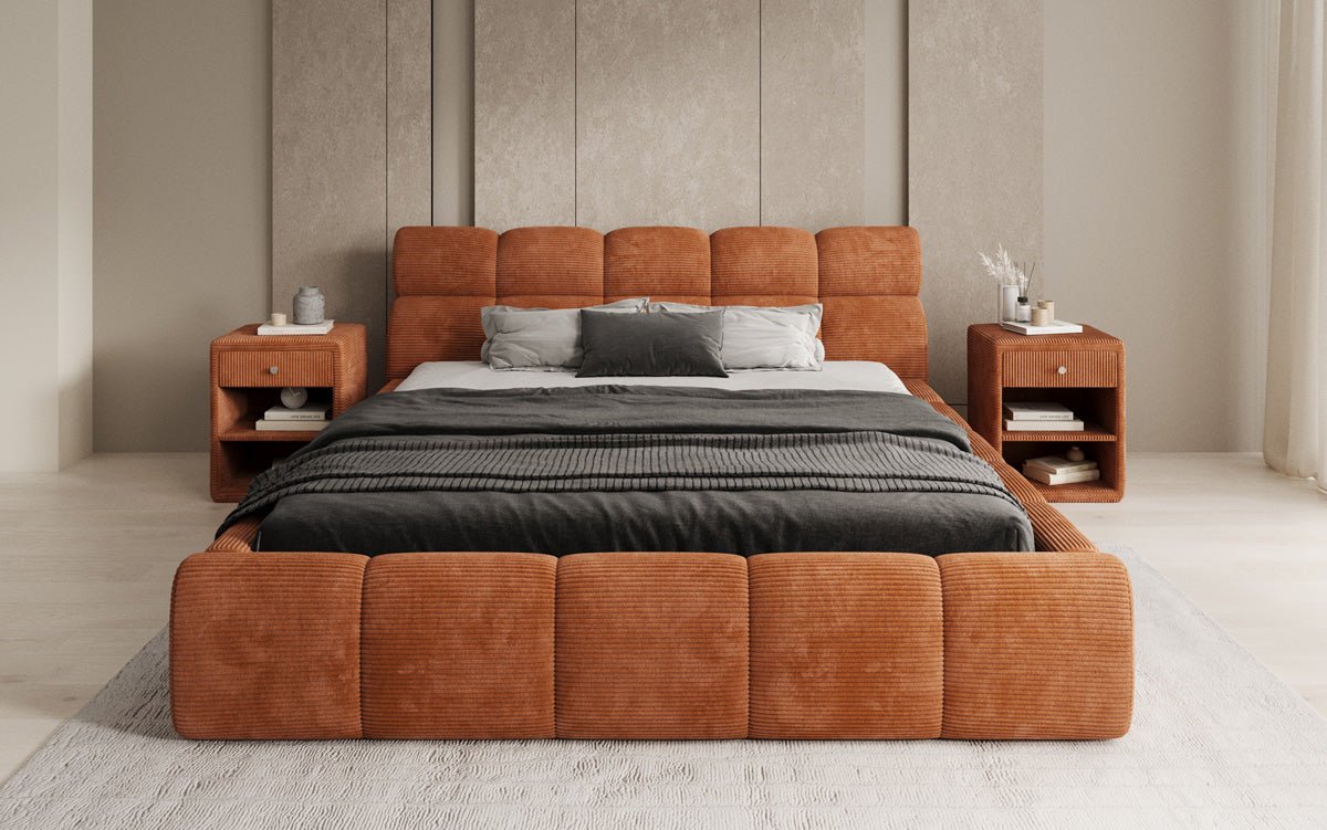 Designer Polsterbett Dallas Cord mit Stauraum