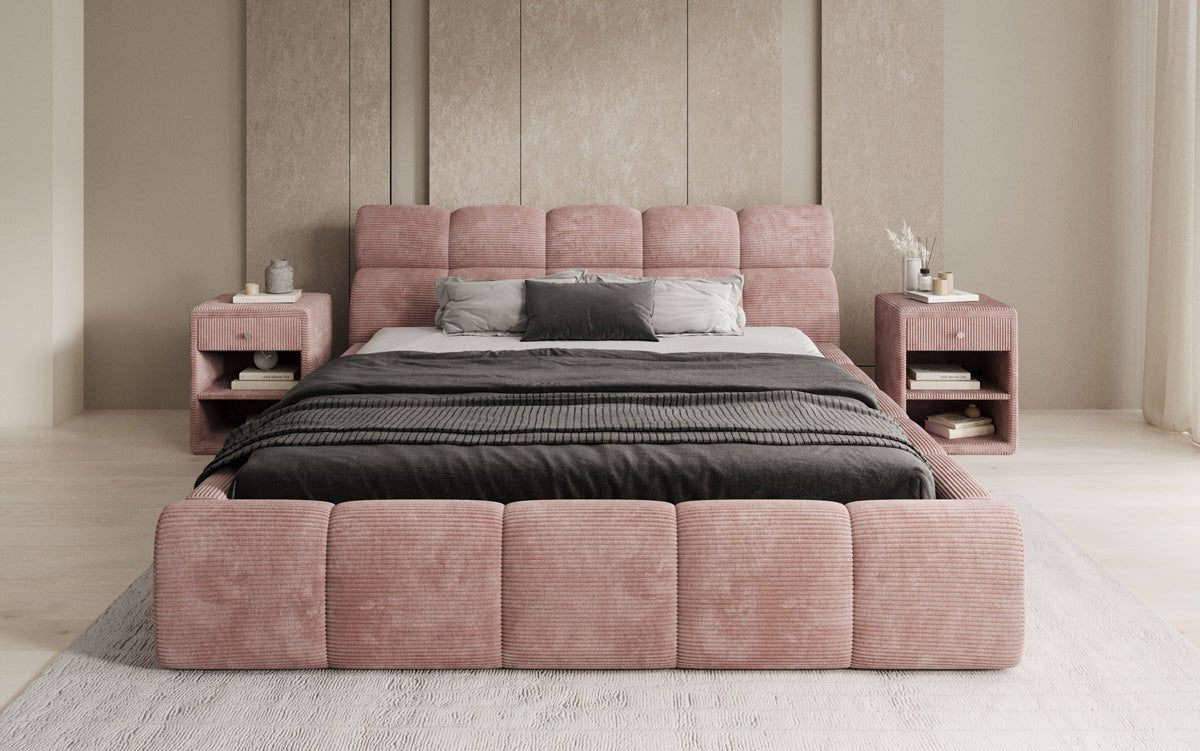 Designer Polsterbett Dallas Cord mit Stauraum