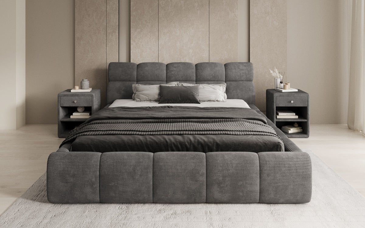 Designer Polsterbett Dallas Cord mit Stauraum