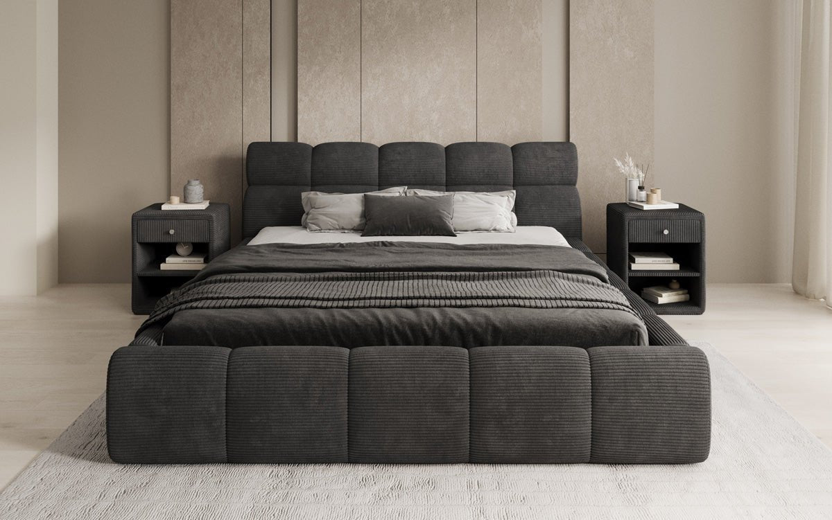 Designer Polsterbett Dallas Cord mit Stauraum