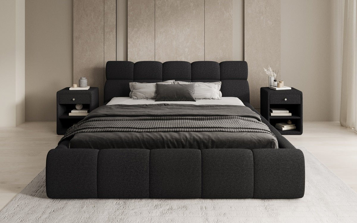 Designer Polsterbett Dallas Bouclé mit Stauraum