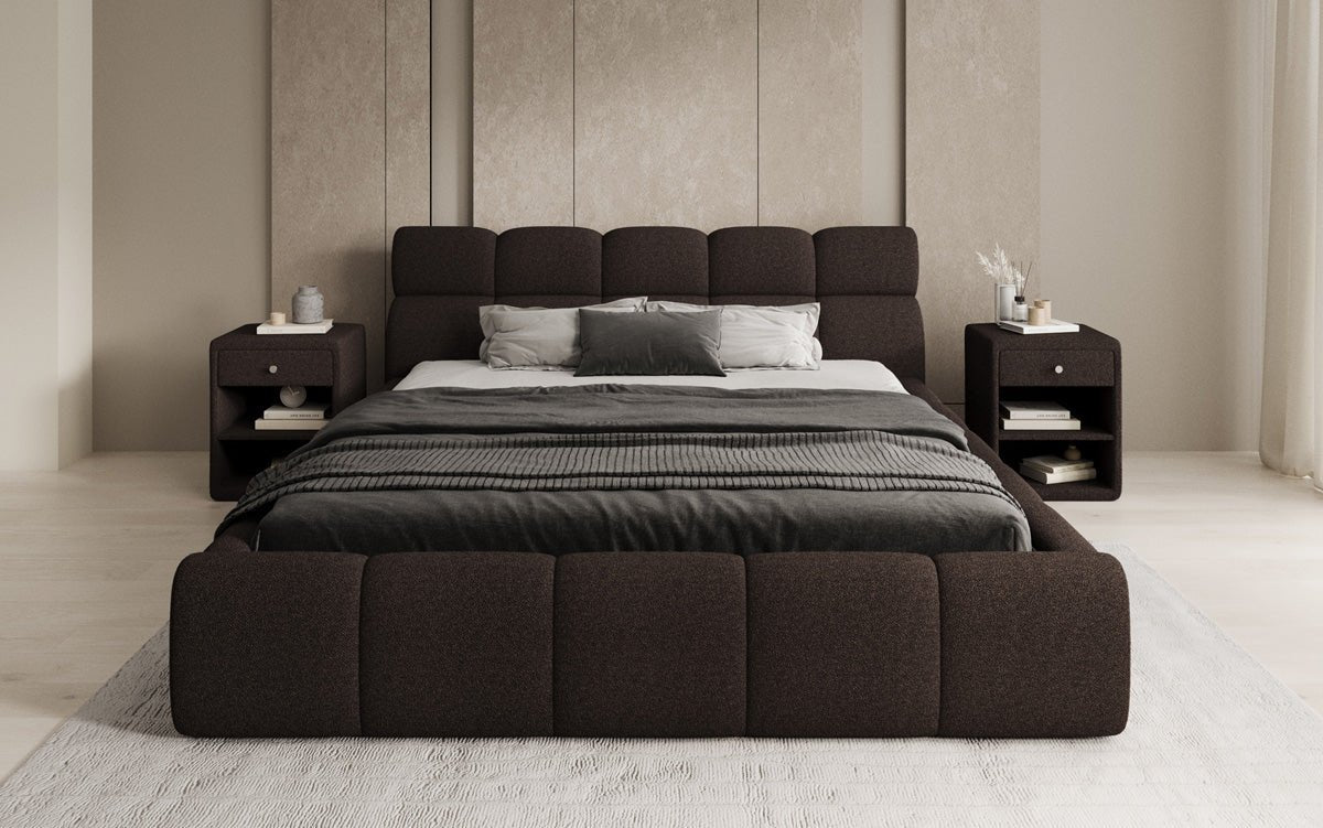 Designer Polsterbett Dallas Bouclé mit Stauraum
