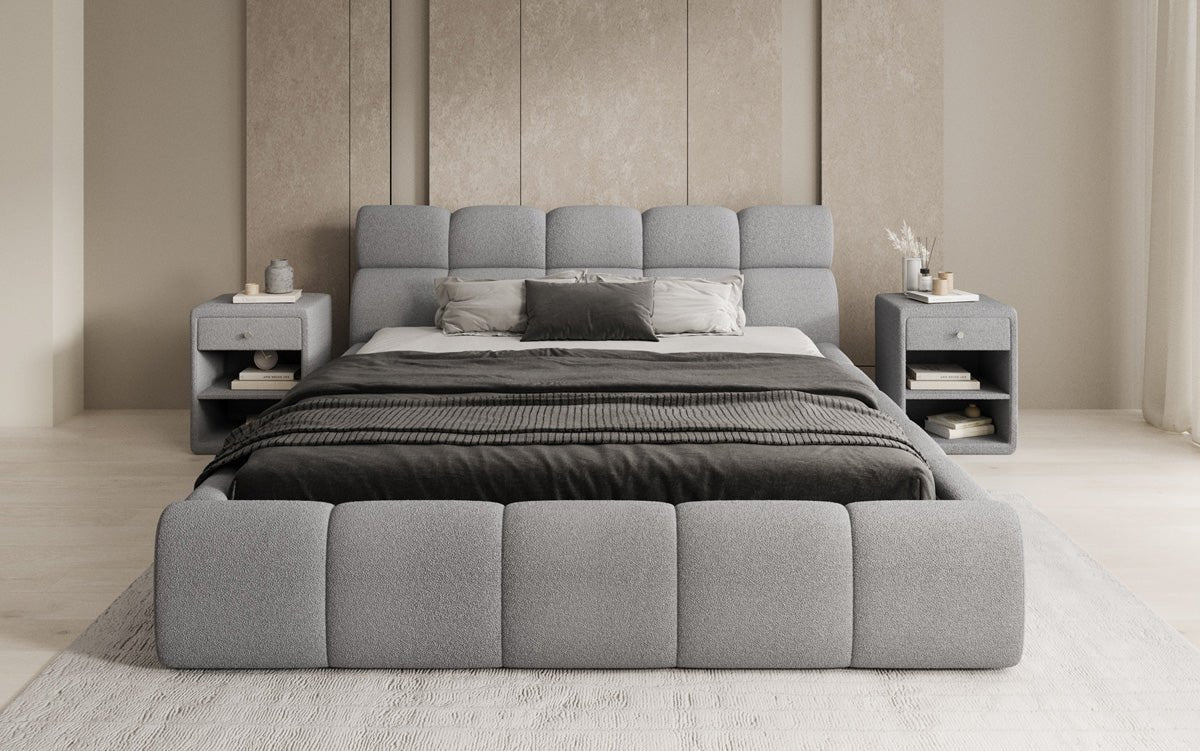 Designer Polsterbett Dallas Bouclé mit Stauraum
