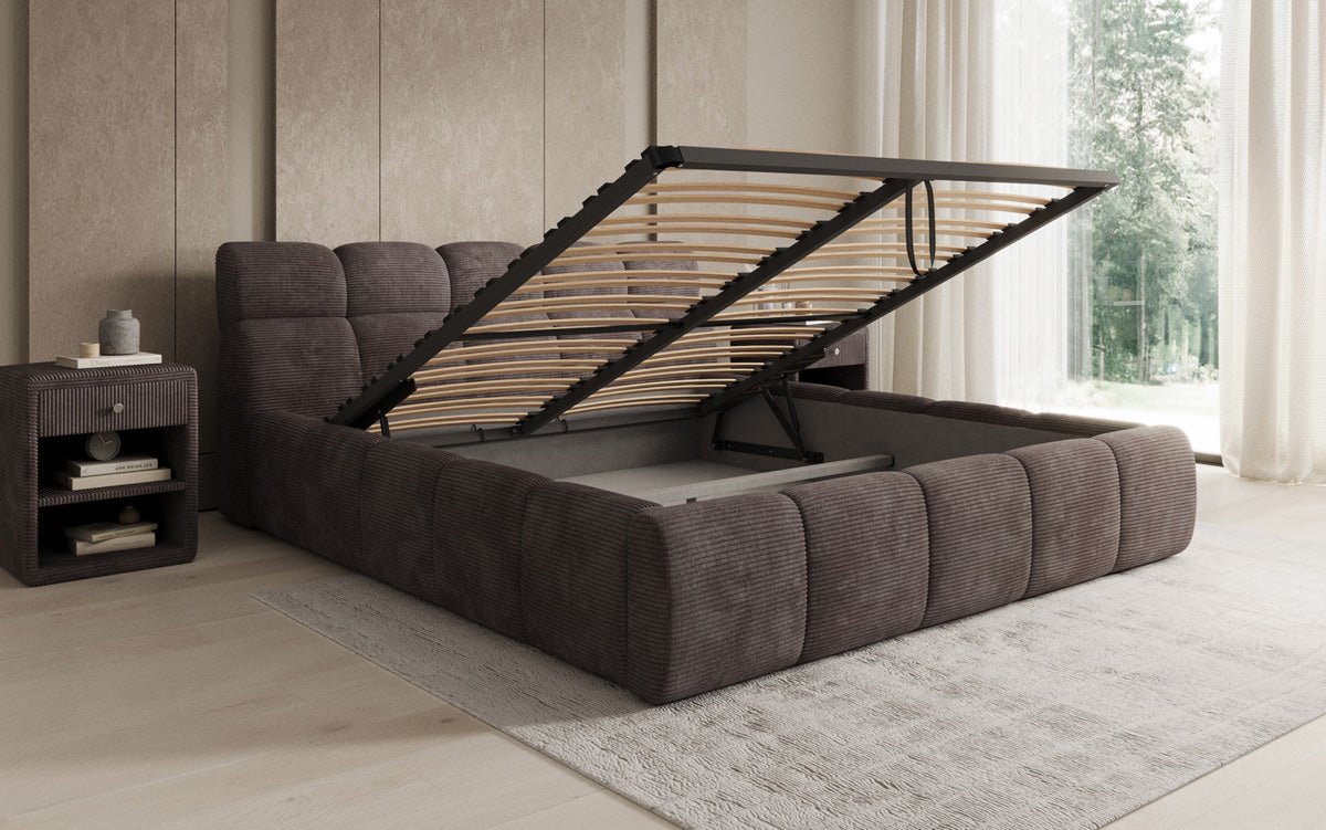 Designer Polsterbett Dallas Cord mit Stauraum