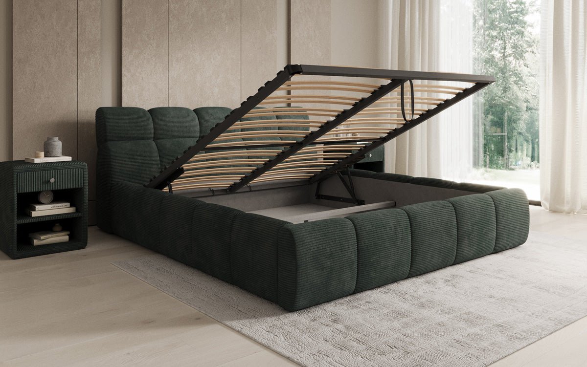 Designer Polsterbett Dallas Cord mit Stauraum