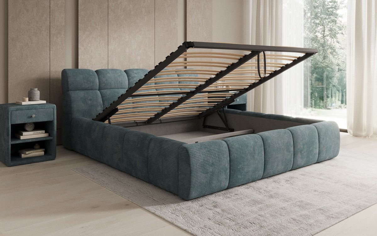 Designer Polsterbett Dallas Cord mit Stauraum
