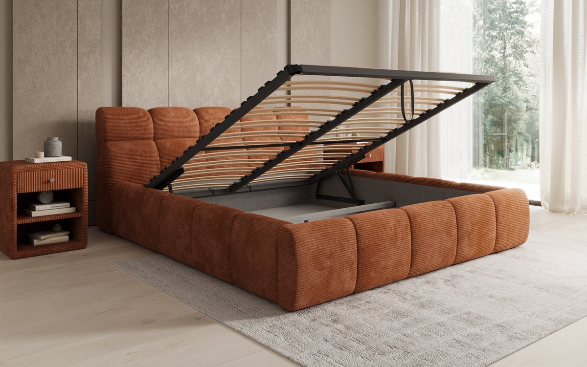 Designer Polsterbett Dallas Cord mit Stauraum